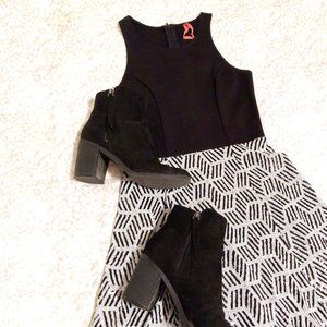 Black and White Sequin Geometric Dress - SIZE 2